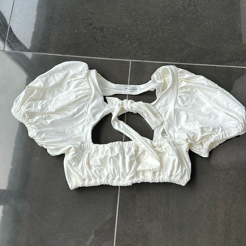 We Wore What cropped top or bathing suit  top